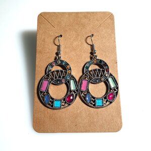 Earring Acrylic Crystal Hoop Dangle Multicolor Boho Jewelry Gift Women Design